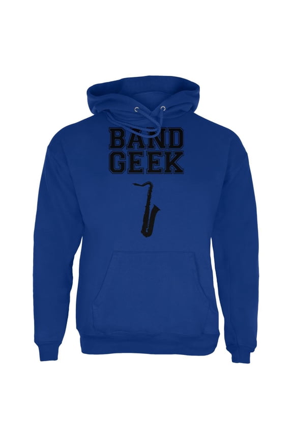 Band Geek Saxophone Mens Hoodie Deep Royal LG