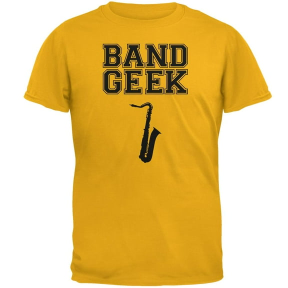 Band Geek Saxophone Mens T Shirt Gold LG