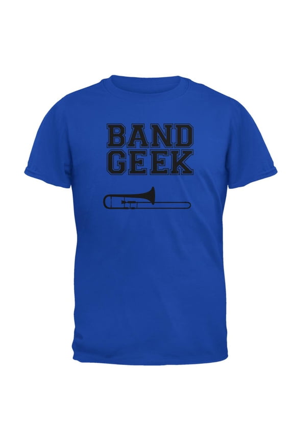 Band Geek Trombone Mens Soft T Shirt Royal SM