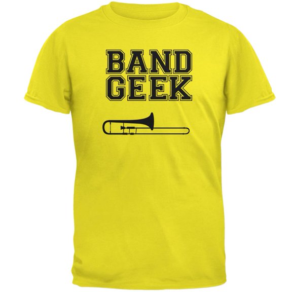 Band Geek Trombone Mens T Shirt Bright Yellow MD