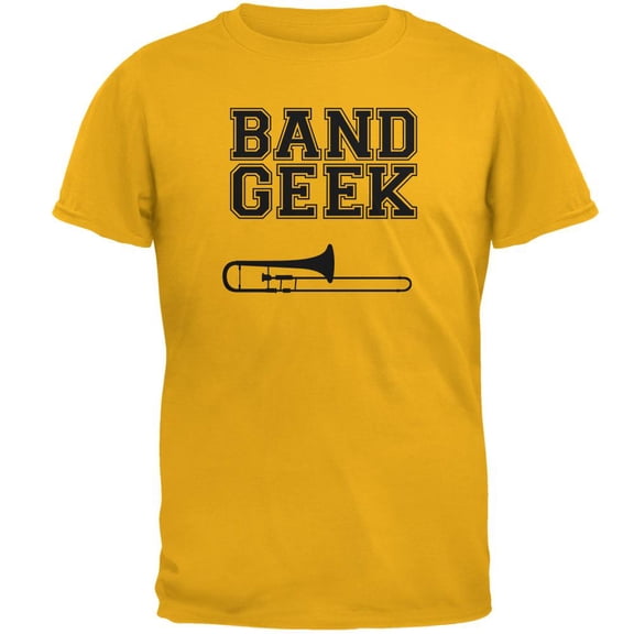 Band Geek Trombone Mens T Shirt Gold SM