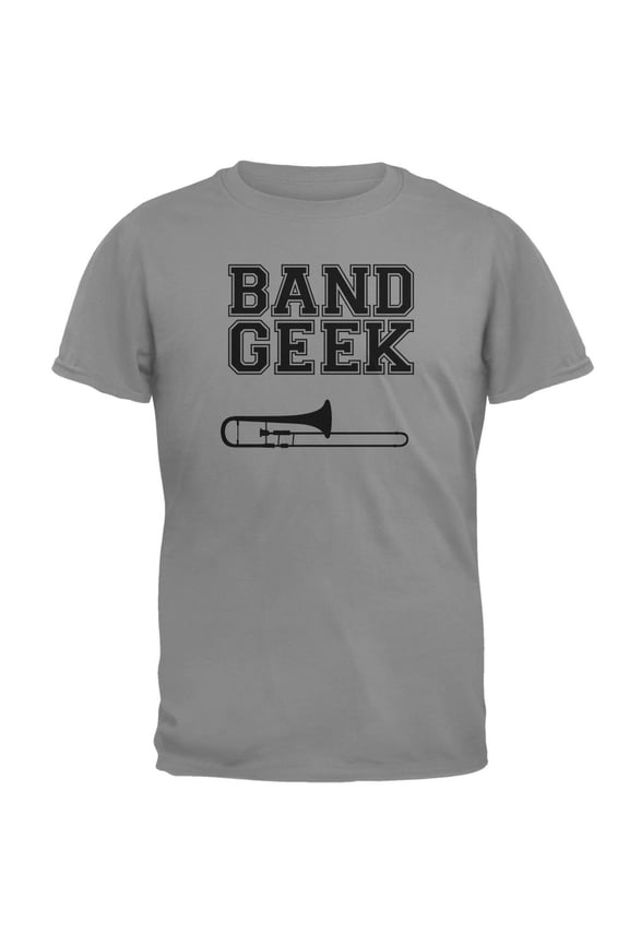 Band Geek Trombone Mens T Shirt Gravel LG