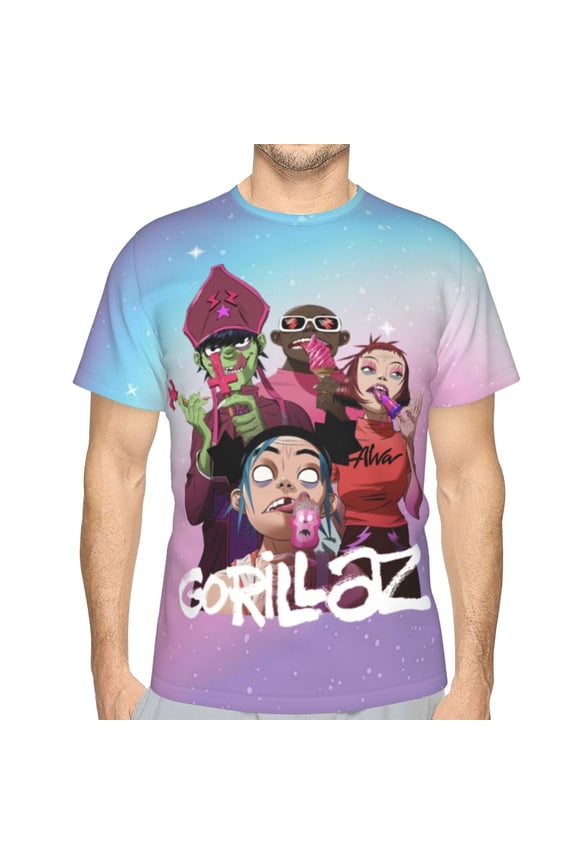 Band Gorill-az Casual Men's T-Shirts Classic Crew T-Shirt Tops Slim Fit Short Shirts Sleeves Tees