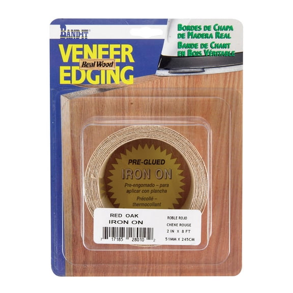 Unbranded Wood Veneer Edge Banding - Prefinished Red Oak - 2 In W x 8 Ft L