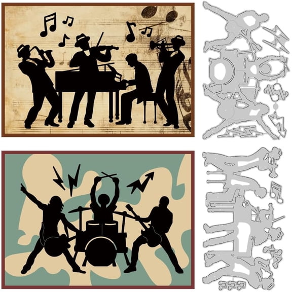Band Jazz Rock Cutting Dies Music Notes Card Making Die Stencil Metal Die Cuts Card Scrapbooking Embossing Template Dies for Greeting Cards Craft Paper Album Invitation Festive Decor
