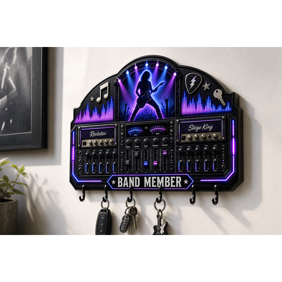 Band Member Wooden Key Hanger Personalized Key Holder Gift for Musicians