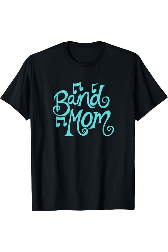 Band Mom Teal Musical Notes Design Fun T-Shirt Size S-5XL