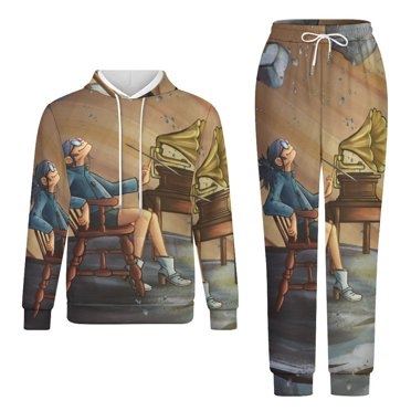 Men's 2-Piece Winter Tracksuit: Hoodie Jogger Sweatshirt & Pants Set, Size 3XL