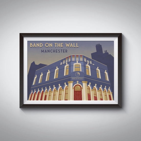 Band On The Wall Manchester Art Deco Music Venue Artwork, Unframed Canvas 8x10in