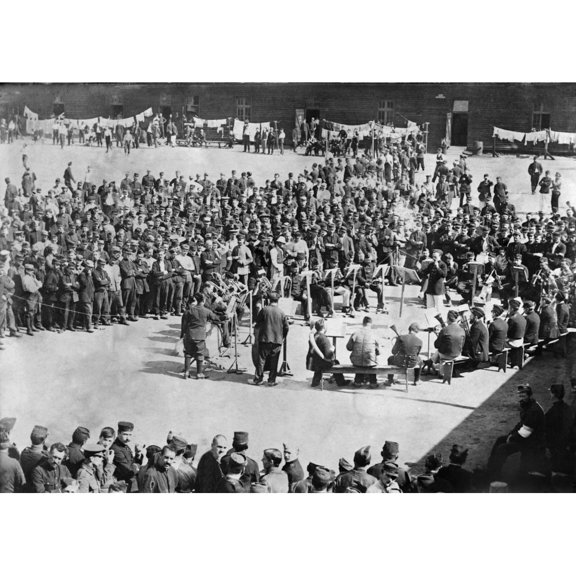 Band Playing At A German Ww1 Prison Camp. 1914-18. (Bsloc20124180) History (24 x 18)
