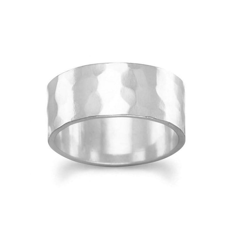 Band Ring Hammered Sterling Silver 8mm Mens or Womens Made in the USA Band Ring Hammered Sterling Silver 8mm Mens or Womens Made in the USA