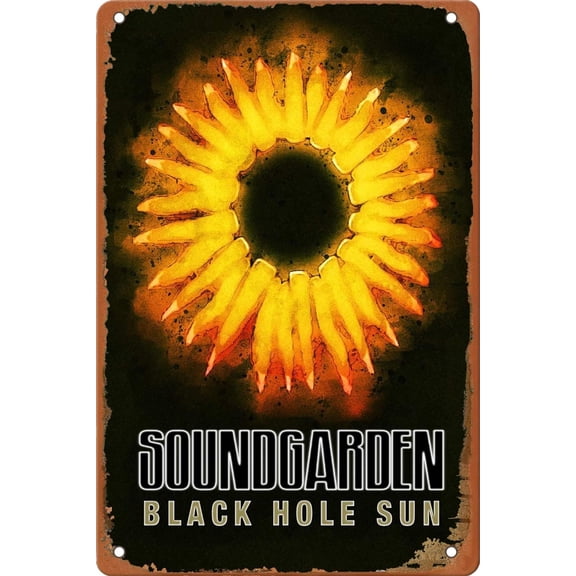Band Soundgarden Black Hole Sun Plaque Poster Metal Tin Sign Funny Funny Novelty Metal Sign Retro Wall Art Pub Bar Kitchen Garden Bathroom Home Decor 8" x 12"
