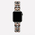 thumbnail image 1 of Band Strap for Apple Watch 42mm 44mm, Women Luxury Style Chain Leather Replacement Wristband Compatible for iWatch Apple Watch Series 6 5 4 3 2 1 SE (Brown with Silver Chain), 1 of 5
