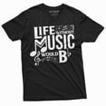 thumbnail image 1 of Band T-Shirt Life Without Music Would Be Boring Tee Musical Note Guitar Drums Tee (5X-Large Black), 1 of 5