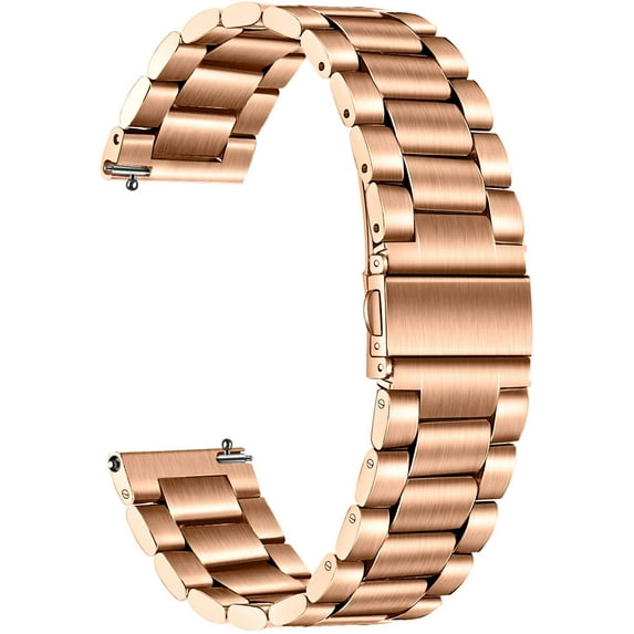 Band for Galaxy Watch 4 40mm Women, 20mm Solid Stainless Steel Watchband Rose Gold Strap for Samsung Galaxy Watch 42mm / Active 2 40mm 44mm