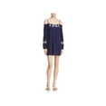 thumbnail image 1 of Band of Gypsies Womens Embroidered Pleated Casual Dress Navy L, 1 of 2