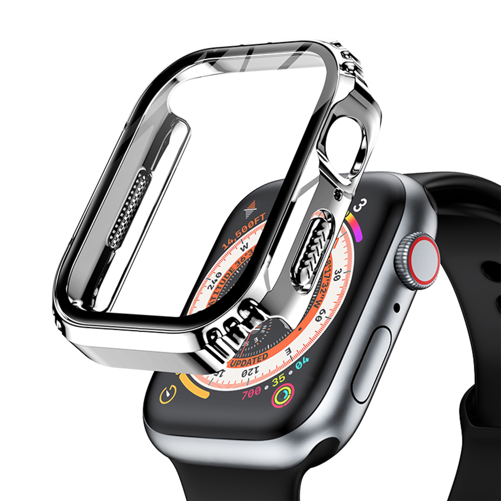 BandPlus Apple Watch IP68 Waterproof Case for iWatch 9 8 7 41mm Build in Tempered Glass Screen Protector Anti Scratch Dustproof Full Body Protective Case Cover for Apple Watch 9 8 7 41mm Silver Walmar...