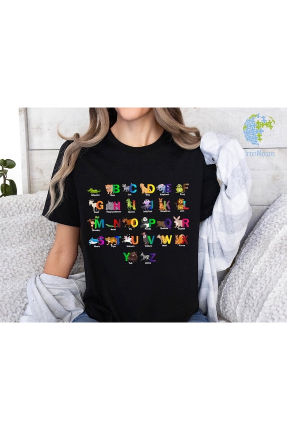 Alphabet Shirt, ABC Shirt, Animals Alphabet T-Shirt, Teacher Shirt, Alphabet Shirt for Teachers, Teacher Shirt, Shirt