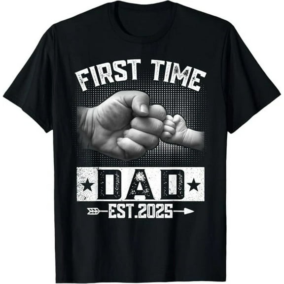 BandRole First Time Dad Est 2025 Fist Bump New Dad Funny Father's Day T-Shirt Best Gift