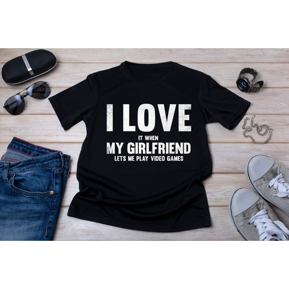 BandRole Gamer T-Shirt: I Love My Girlfriend, Video Game Lover Gift