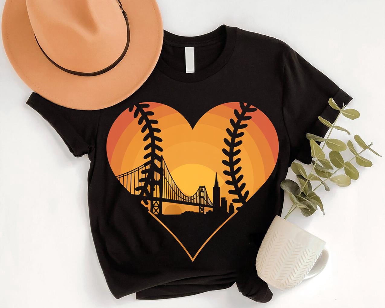 BandRole San Francisco Baseball Heart Shirt: Golden Gate Sunset Tee