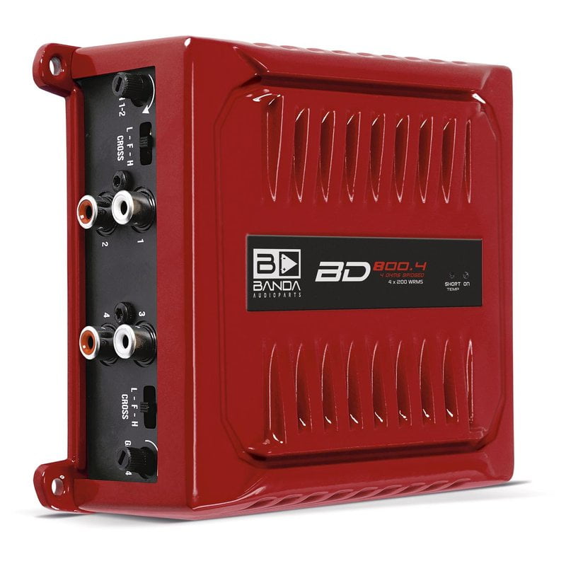 Banda BD800.42OHMRED 800W 4 Channel 2 Ohm Car Audio Amplifier, Red