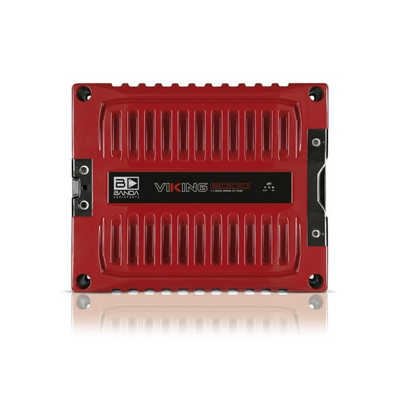 Banda VIK8000.1RED New Viking 8000 Watts Rms Amplifier Audio Car Speaker 1-Ohm Full Range Crafted with Aluminum Chassis, LED Indicators - Red