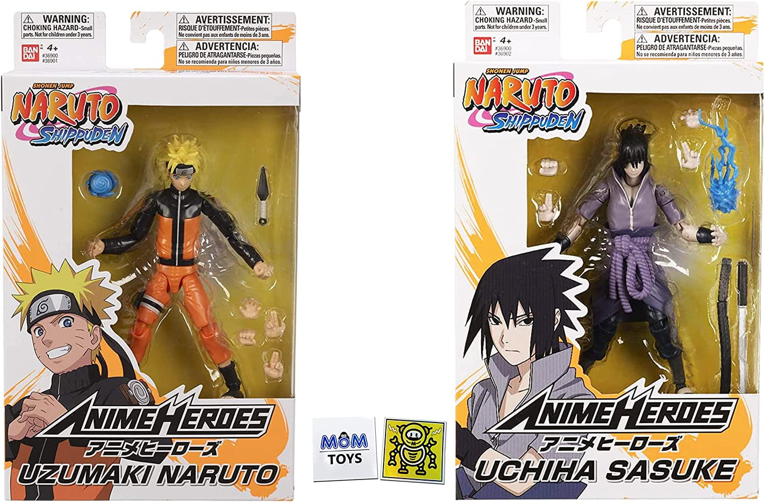 Bandai Anime Heroes Rivals 2 Pack Uzumaki Naruto and Sasuke Uchiha Toy  Action Figure Toy Bundle with 2 My Outlet Mall Stickers