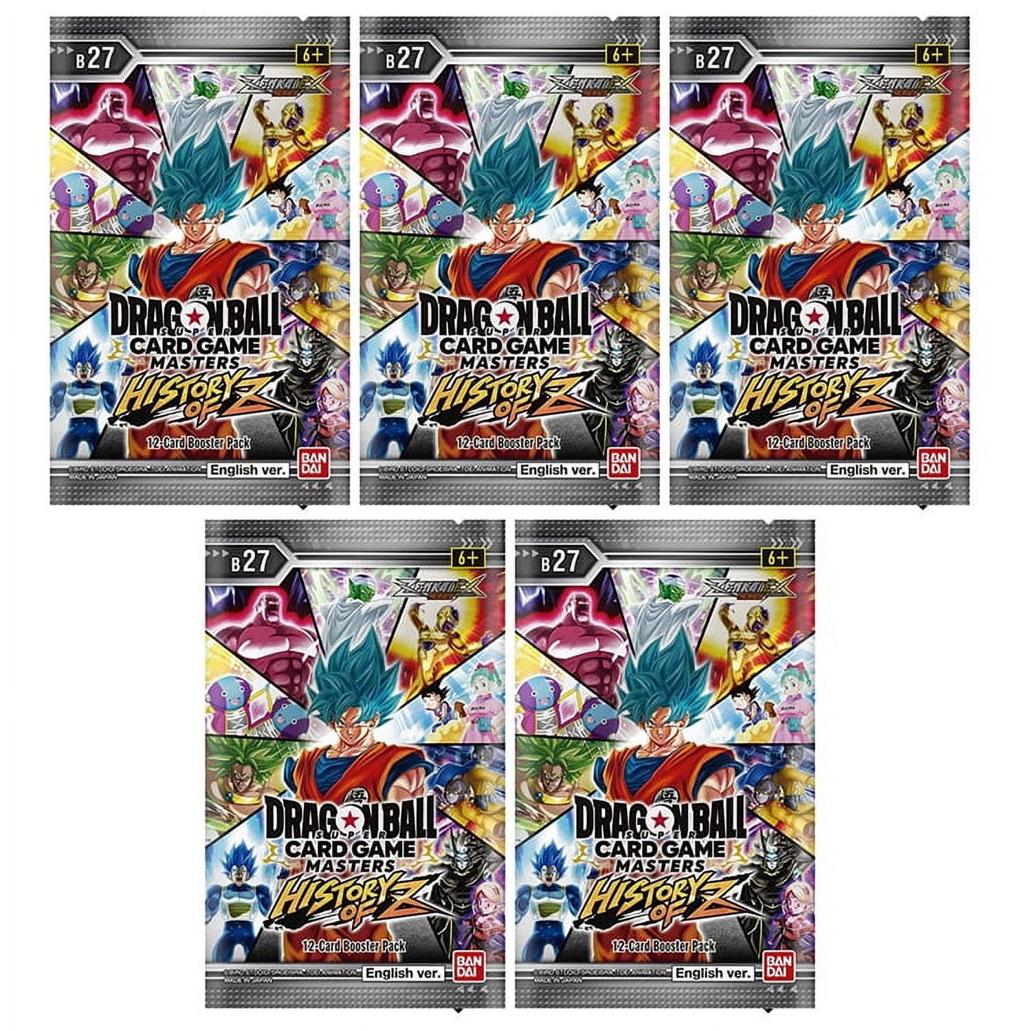 Bandai Dragon Ball Super Cards Zenkai Series Masters - History of Z B27 - BOOSTER  PACKS [5 Pack Lot] - Walmart Business Supplies