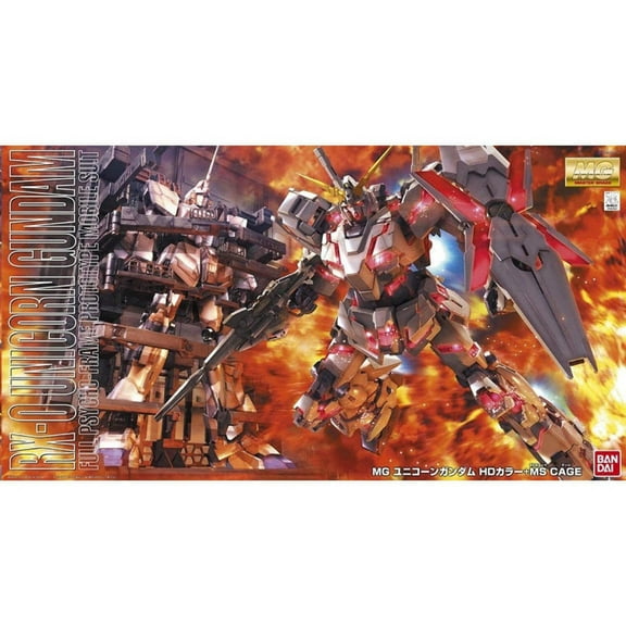 Bandai Hobby MG Unicorn Gundam HD COLOR + MS CAGE 1/100 Plastic Model Kit