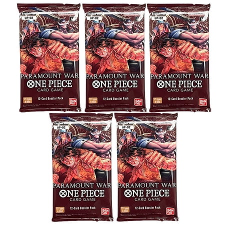 Bandai One Piece Trading Cards - Paramount War OP-02 - BOOSTER PACKS (5 Pack Lot)