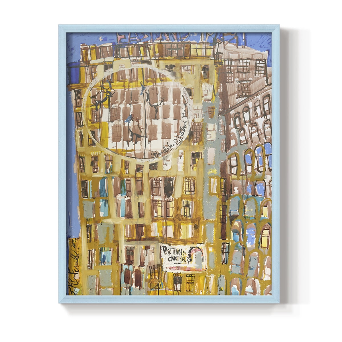 Bandaloo II Framed Print in Blue Solid Wood Framed Print No Nail Hanging