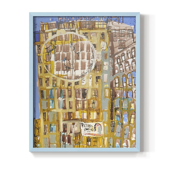 Bandaloo II Framed Print in Blue Solid Wood Framed Print No Nail Hanging