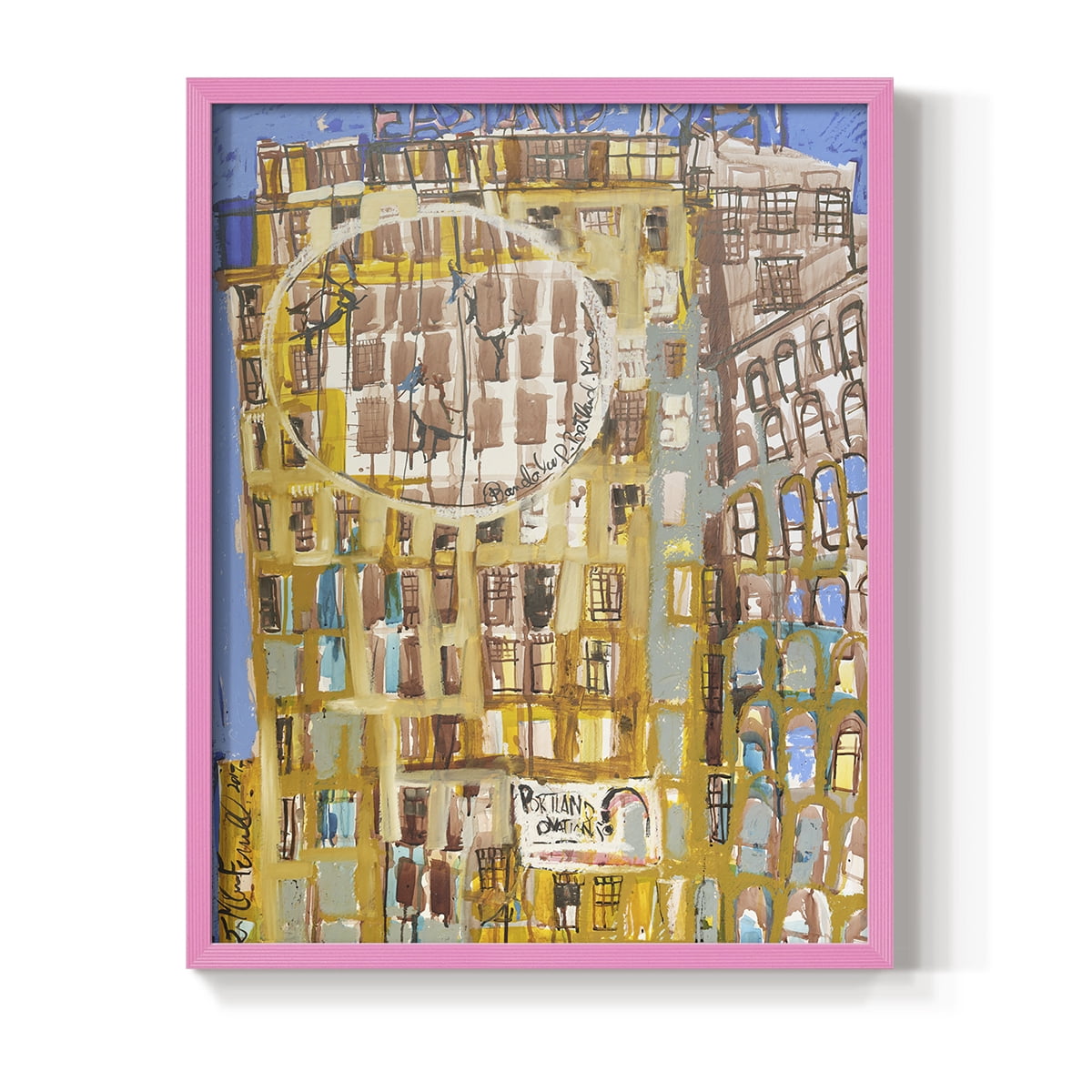 Bandaloo II Framed Print in Pink Solid Wood Framed Print No Nail Hanging
