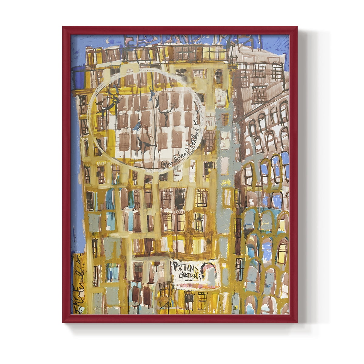 Bandaloo II Framed Print in Red Solid Wood Framed Print No Nail Hanging