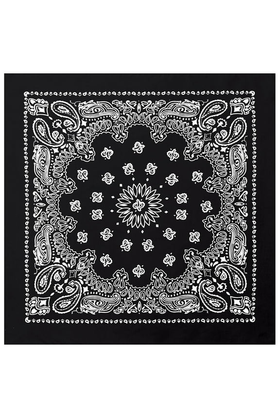 Bandana 12 Pcs Face Protection Paisley Print Cotton Head Wrap Face Mask Black