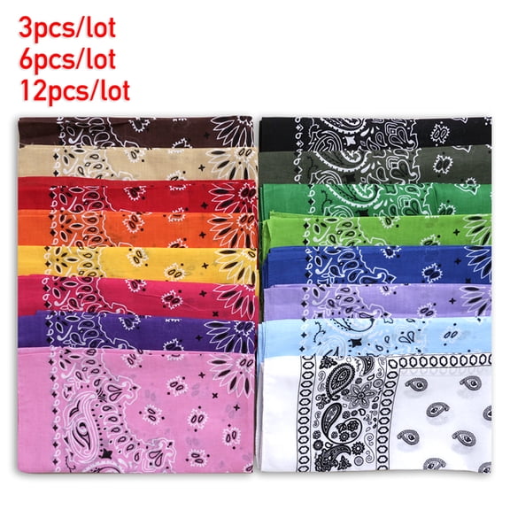 Bandana 12 Pcs Face Protection Paisley Print Cotton Head Wrap Face Mask Mixed
