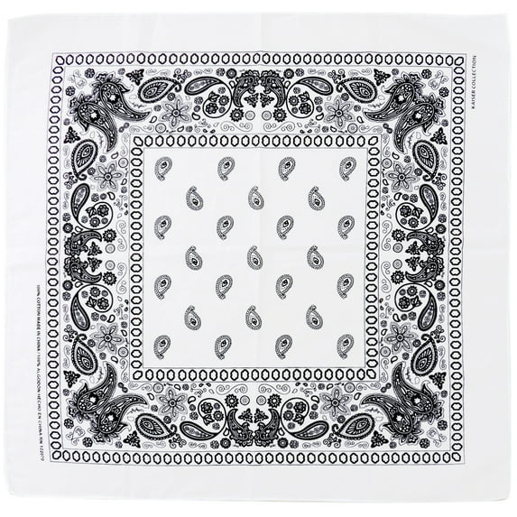 Bandana 12 Pcs Face Protection Paisley Print Cotton Head Wrap Face Mask White