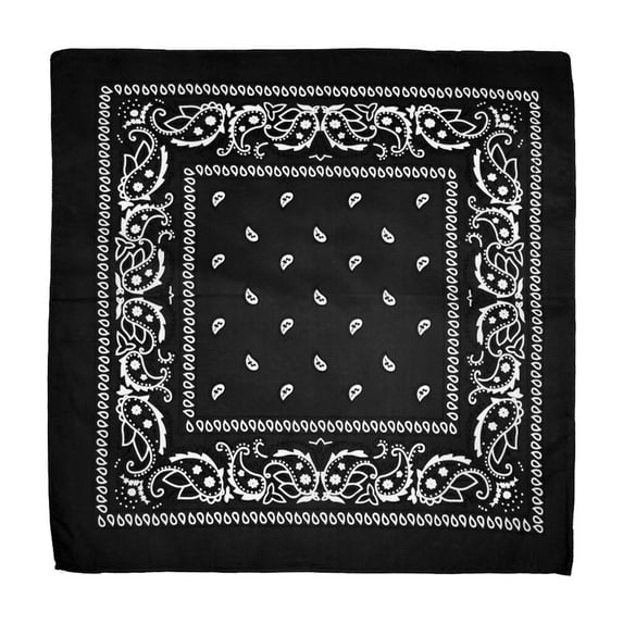Bandana,Black Bandana,100% Cotton Paisley Pattern Bandanas Face Mask Square Scarf Headwear-Bandanas Multi-Purpose Bandanas ,Paisley Cowboy Polyester Headbands 22X22 Inch,1 Pc