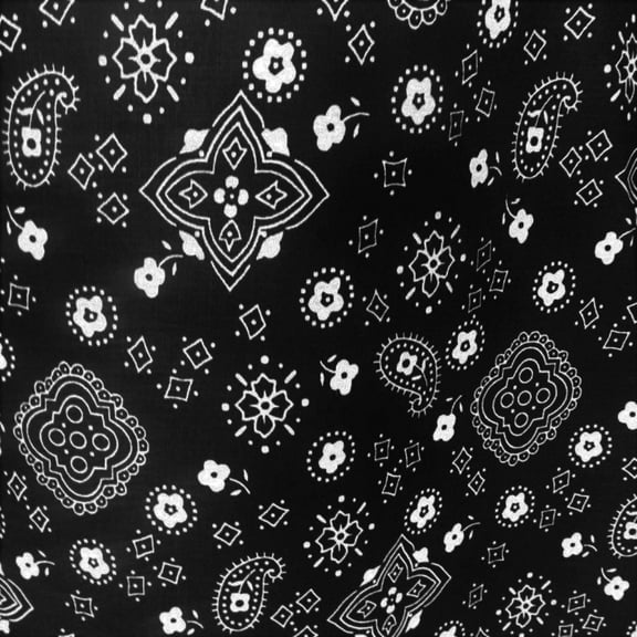 Bandana Black Poly Cotton 58 Inch Wide Fabric by The Yard (F.E.