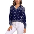 thumbnail image 1 of Bandana Blue Long Sleeve Blouse Woman Streetwear Casual Shirts Summer Oversize Woman Streetwear Clothing Birthday Present, 1 of 7