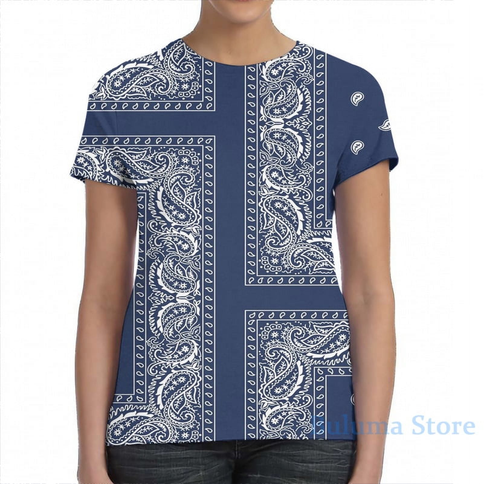 Bandana Blue Paisley Bandana men TShirt women all over print fashion
