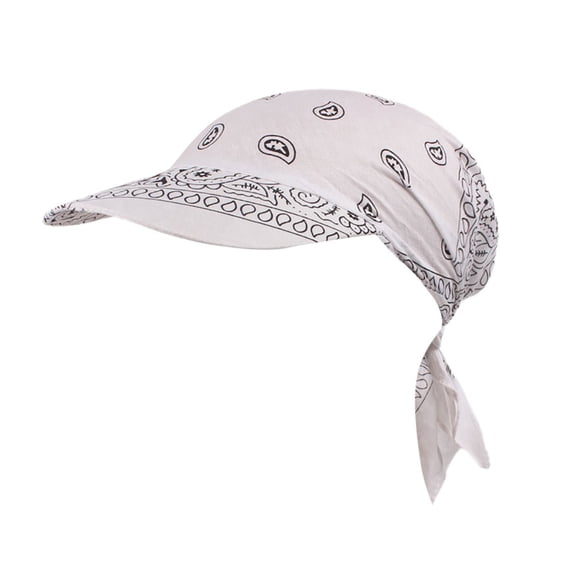 Bandana Cap for Women Boho Sun Visor Hat for Summer Turban Head Warps Baseball Headcover Outdoor Beach Hat White One Size