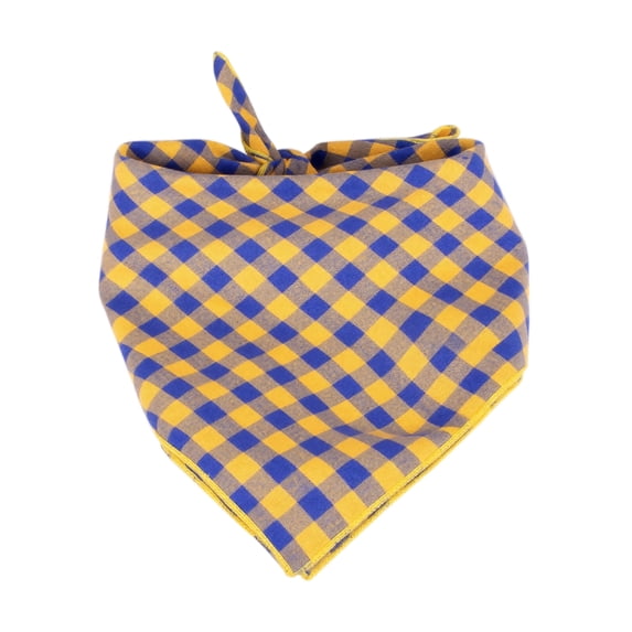 Bandana for Dogs, Yellow Buffalo Check Fall Pet Scarf, Durable Washable Cotton Pet Bib, 25X18 Inch Yellow Plaid Puppy Bandana, Soft Farm Style Pet Fashion Accessory That Works for