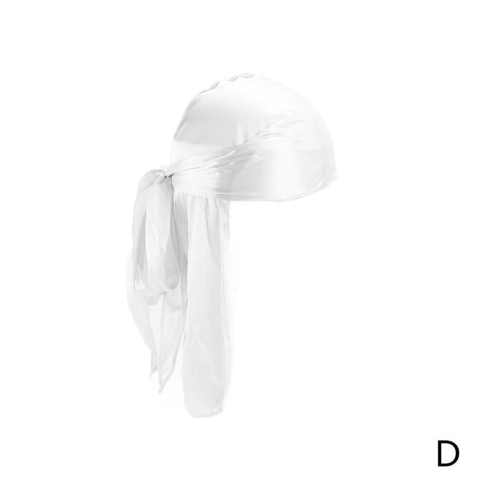 ★ Leey★ SCARF LOGO DURAG HAT WHITE P0000EHE Bandana Doo Durag Headwear Long Tail Soft Silk Pirate Cap