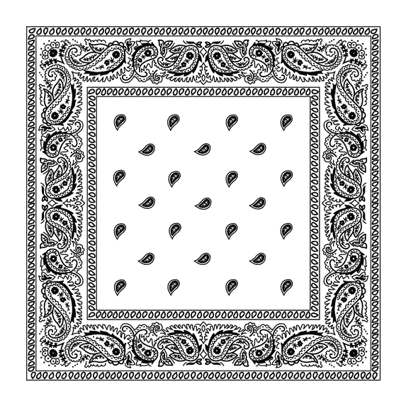 Bandana Double-Sided Print 100% Cotton Bandana Paisley White
