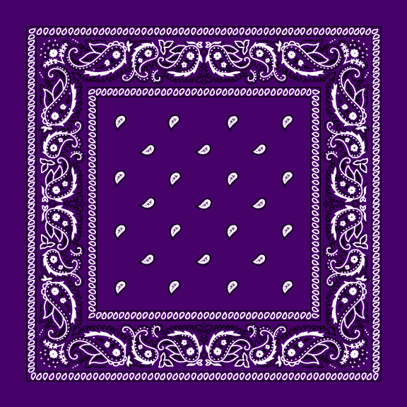 Bandana Double-Sided Print Cotton Bandana Paisley Purple