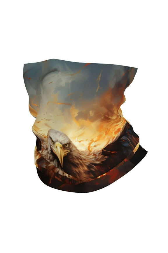 Bandana Face Mask Headwear Neck Gaiter Dust Wind Scarf Balaclava - Flaming fire Eagle art