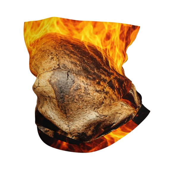 Bandana Face Mask Headwear Neck Gaiter Dust Wind Scarf Balaclava - Gothic Flaming Skull Intense Fire