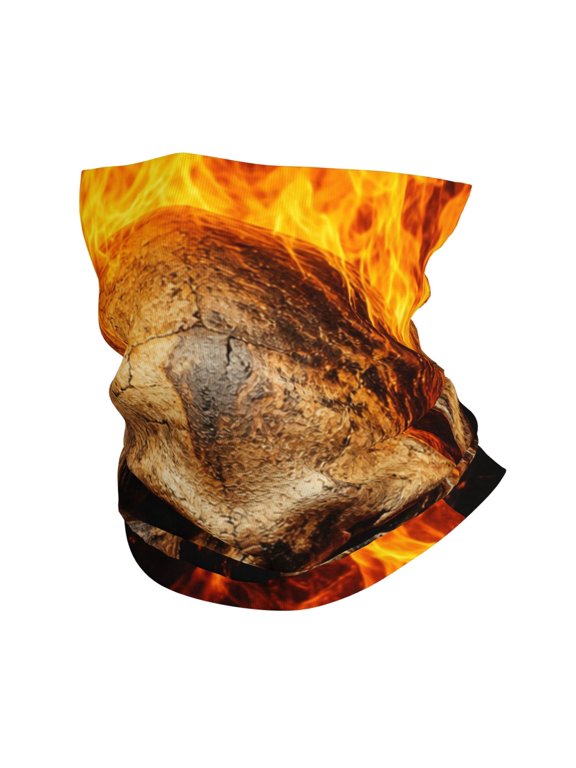 Bandana Face Mask Headwear Neck Gaiter Dust Wind Scarf Balaclava - Gothic Flaming Skull Intense Fire